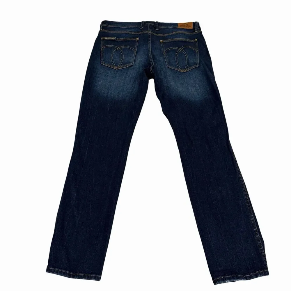 Jordache Vintage Mens Jeans Horse Cowboy 36x32 Distressed‎ Blue Denim Taper